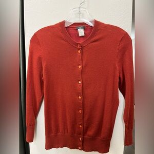 JCrew 3/4 sleeve classic cardigan Burnt Red